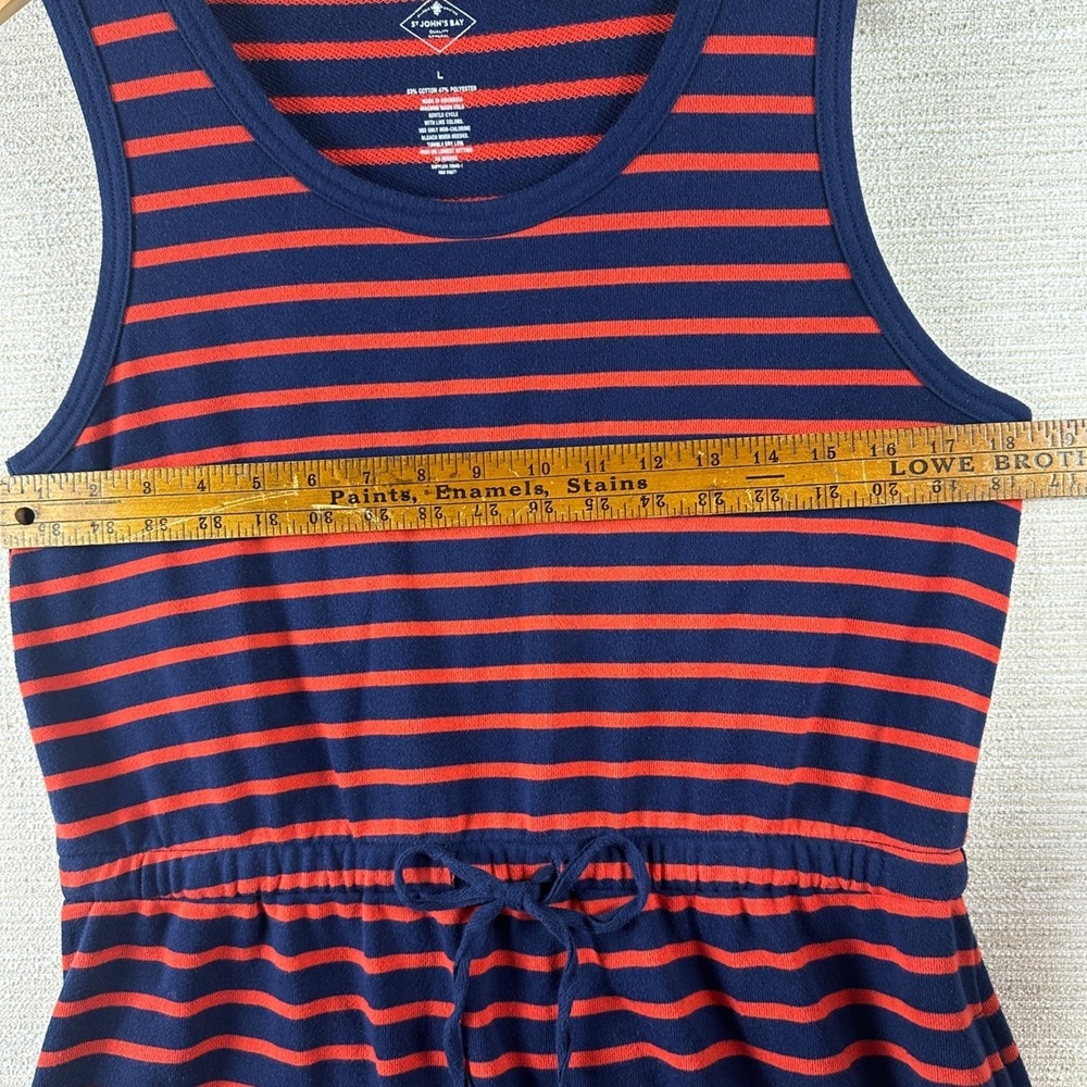 Navy &‎ Red Striped Sleeveless Dress W/ Pockets St. Johns Bay L Nautical coastal - Picture 7 of 8